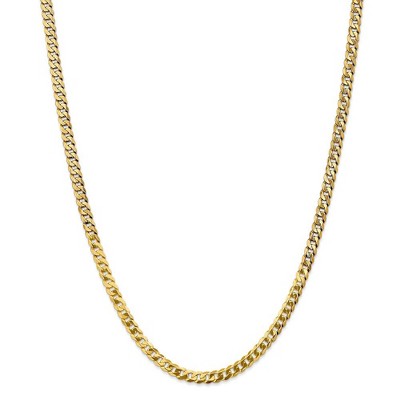 Black Bow Jewelry Men's 4.6mm 14k Yellow Gold Solid Beveled Curb Chain Necklace