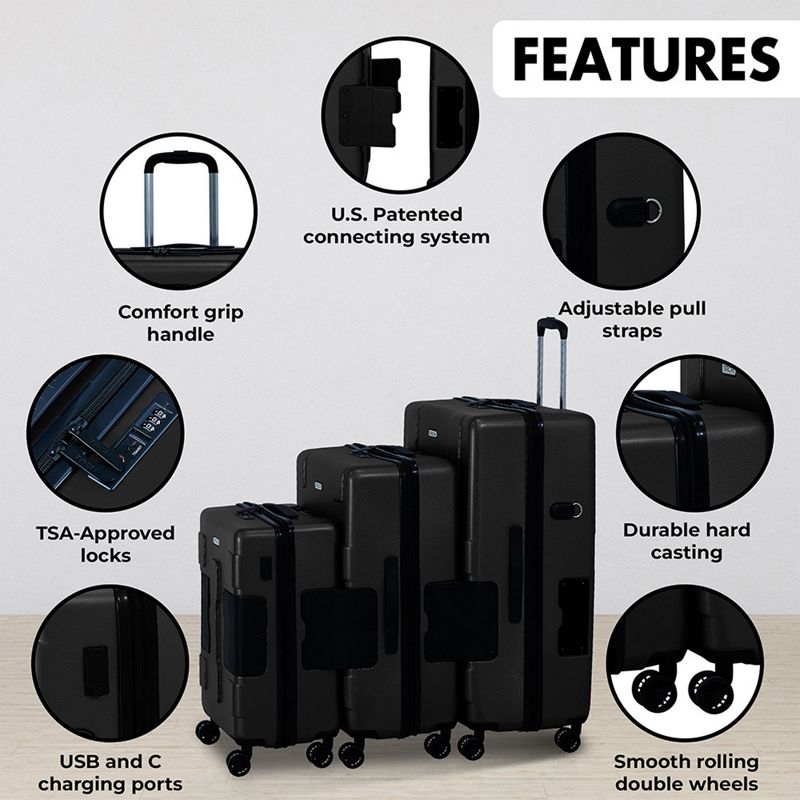 TACH V3 Connectable Hardside Suitcase Luggage Bags w/ Spinner Wheels, 6 of 8