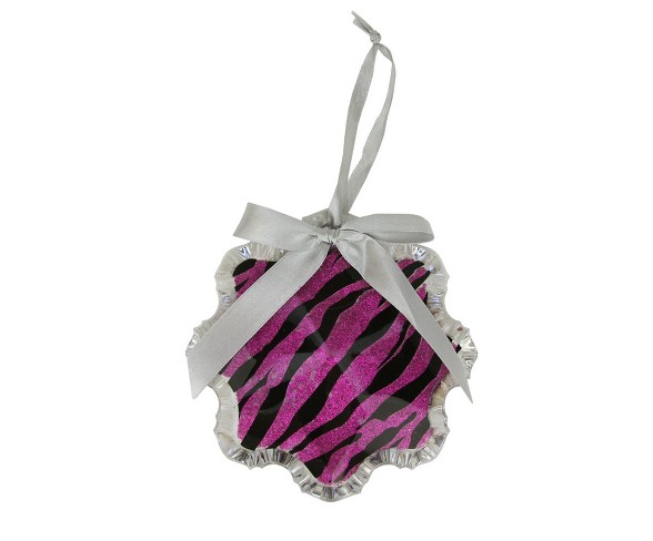 Allstate 4.5" Glittered Zebra Print Snowflake Prism Christmas Ornament - Pink