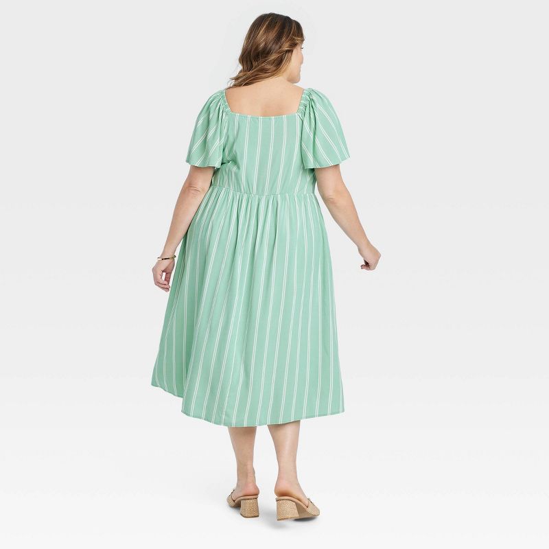 Women's Flutter Short Sleeve Midi A-Line Dress - Ava & Viv™, 3 of 11