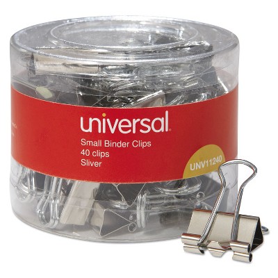 UNIVERSAL Small Binder Clips 3/8" Capacity 3/4" Wide Silver 40/Pack 11240