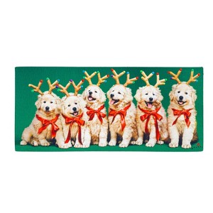 Evergreen Reindeer Puppies Sassafras Indoor Outdoor Switch Doormat 1'10"x10" Multicolored - 1 of 4