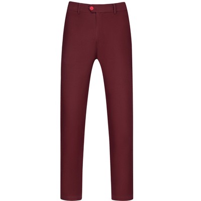 INSPIRE CHIC Men's Slim Fit Solid Flat Front Pants