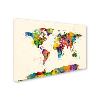 Trademark Fine Art -Michael Tompsett 'Map of the World Watercolor II' Canvas Art