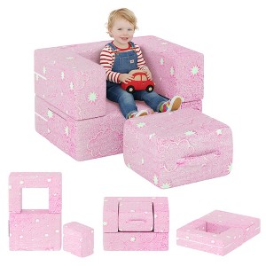 Hooseng Toddler Couch, 3 in 1 Glow Modular Kids Play Couch Sofa, Toddler Fold Out Couch for Playroom, Convertible Play Foam Couch for Boys & Girls - 1 of 4