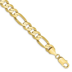 Black Bow Jewelry Men's 8.75mm, 10k Yellow Gold, Concave Figaro Chain Bracelet - 1 of 4