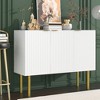 TIRAMISUBEST Modern Simple & Luxury Style Sideboard Particle Board & MDF Board Cabinet with Gold Metal Legs & Handles - White Mobi... - 2 of 4