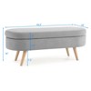 VisioGear Oval Ottoman, Storage Bench with Wood Legs for Living Room, Grey, 43.5"*16"*16" - 3 of 4