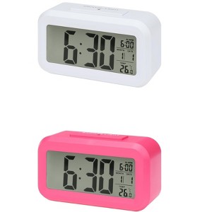 REGALWOVEN 2 Pcs Plastic Battery Powered Digital Temperature Alarm Clock 5.5 x 2.8 x 1.8 Inches - 1 of 4