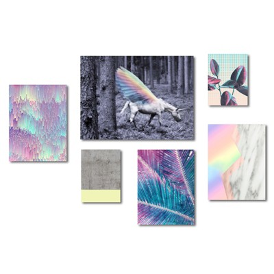 Americanflat - Iridescent Unicorn World Canvas Art Set by Emanuela Carratoni