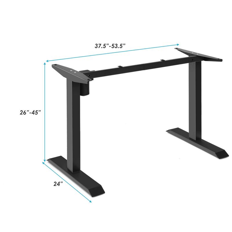 Costway Electric Sit to Stand Adjustable Desk Frame w/ Button Controller Black/White, 2 of 11