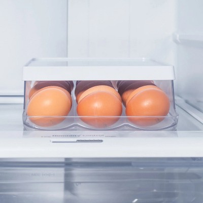 OU Egg Holder for Fridge, BPA Free Rolling Egg Organizer for Refrigerator Organization, Clear Stackable Container for Kitchen Organizers and Storage — фото 5