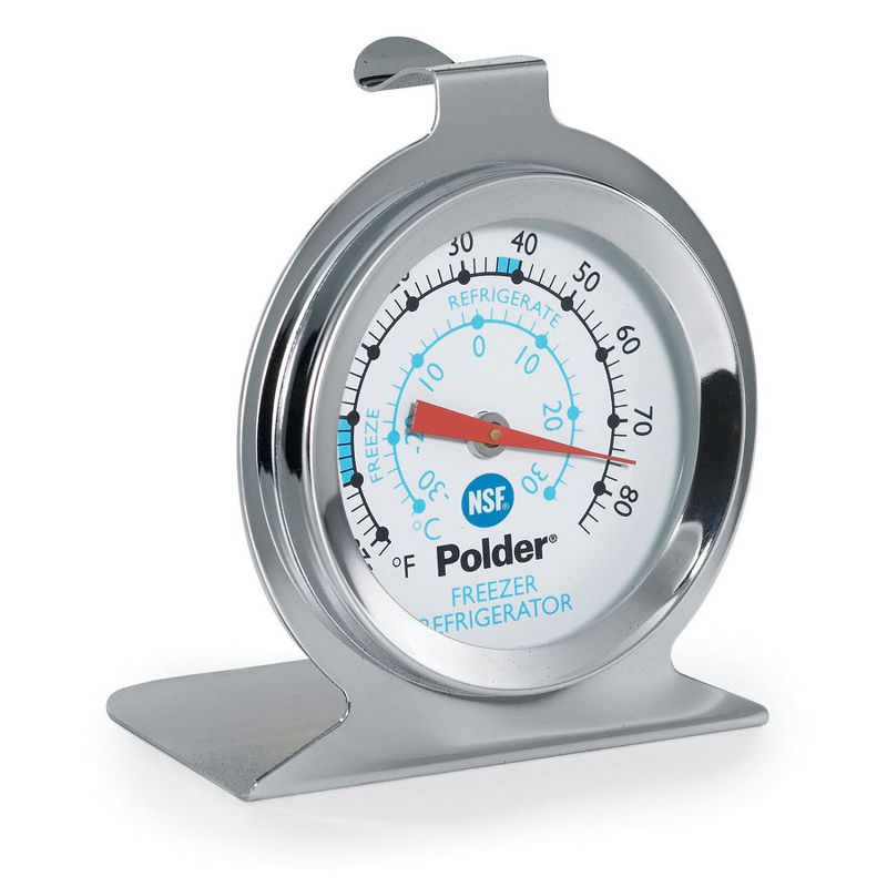 Polder THM-560N Refrigerator/Freezer Thermometer, Stainless Steel, 1 of 2