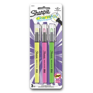 Sharpie Clear View 3pk Highlighters Fine Chisel Tip Multicolored: No Bleed Markers, Pink Green Yellow, Stationery & Office - 1 of 4