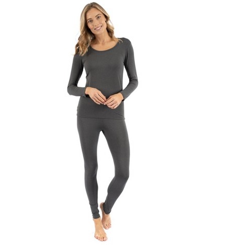 Leveret Womens Two Piece Thermal Pajamas Solid Dark Gray Xs : Target