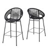 Set of 2 PE Wicker Outdoor Bar Stools with Curved Backrest, Metal Frame Counter Height Chairs for Patio, Deck, or Balcony-Maison Boucle - 4 of 4