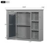 35'' x 27.5'' Medicine Cabinet, Wall Mounted Bathroom Storage Cabinet, Modern Bathroom Wall Cabinet with Mirror, Mirror Cabinet with 6 Open Shelves - 2 of 4