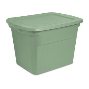 Sterilite 18 Gal Storage Tote, Stackable Bin with Lid, Plastic Container to Organize Clothes in Closet, Basement, Crisp Green Base and Lid, 1-Pack - 1 of 4