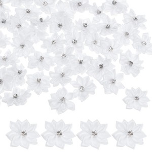 Unique Bargains Artificial Satin Durable Flexible Decorative Mini Ribbon Flowers with Rhinestones 1.2 Inch 100 Pcs - 1 of 4