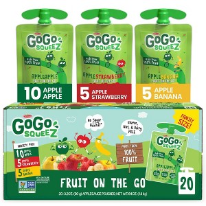 GoGo squeeZ Applesauce and Fruit Puree Variety Pack, Apple, Banana & Strawberry - 3.2oz/20ct - 1 of 4