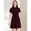 INSPIRE CHIC Women's Point Collar Front Elastic Waist Drawstring Mini Shirt Dress with Pocket - 2 of 4
