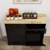 Tilt Out Trash Cabinet, Wooden Free Standing Trash Cabinet With 2 Drawers And Spacious Tabletop, Dog Proof Trash Can, Recycling Trash Can Holder - 4 of 4