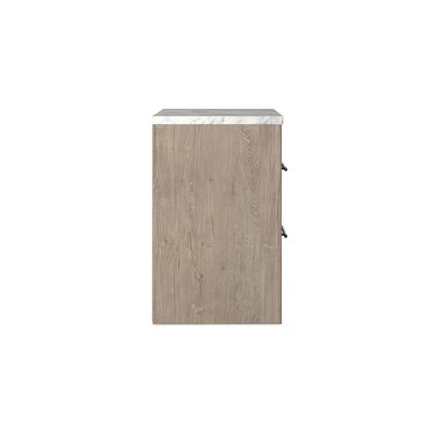 Light Brown and White Faux Marble Top 2-Drawer Nightstand