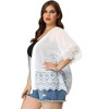 Agnes Orinda Women's Plus Size Hollow Lace Panel Texture Printed Boho Casual Summer Cardigans - 4 of 4