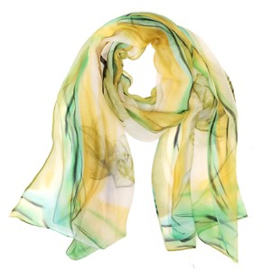 Wrapables Lightweight Sheer Silky Feeling Georgette Scarf, Green Floral - 1 of 4