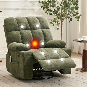 GustoWave Oversized Massage Recliner Chair with Heat, Manual Swivel Rocker, Lumbar Support, Dual Cup Holders, Side Pockets, Living Room - 1 of 4