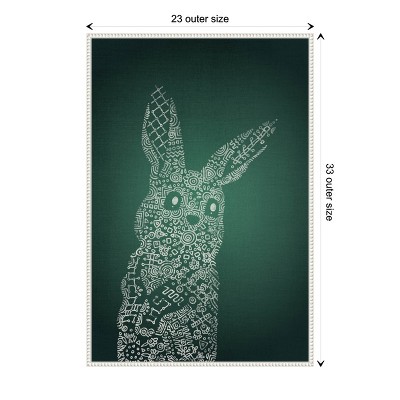 Emerald Bunny Graphic Art on Canvas with White Floater Frame