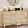 6-Drawer Rattan Dresser with Power Outlet, Wooden Chest of Drawers for Bedroom - 2 of 4