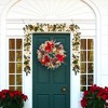 24" Pre-Lit Christmas Wreath,Artificial Christmas Wreath with Bow Ribbon, Pinecones, Berries and Ball Ornaments,Led Lights Xmas Wreath for Home Decor - 3 of 4