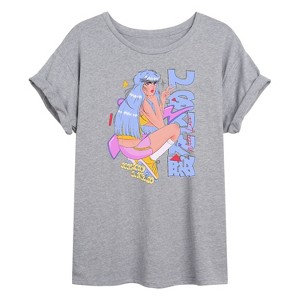 Women's - Instant Message - Anime Girl With Love Kanji Oversized Graphic T-Shirt - 1 of 4