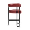 NicBex Accent Chair Set of 2 Modern Brown Leather Bar Stools with Black Metal Frame for Kitchen Island, Pub, Club - 3 of 4