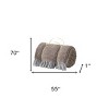 HomeRoots 55" X 70" Chocolate And Gray Cotton Blend Woven Checkered Plush Throw Blanket with Fringe - 3 of 4