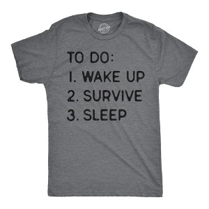 Mens Funny T Shirts To Do List Wake Up Survive Sleep Sarcastic Graphic Novelty Tee For Men - Crazy Dog Men's T Shirt - 1 of 4