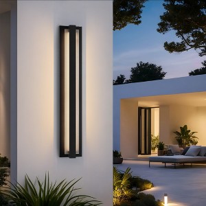 LamQee Modern Outdoor Wall Light Exterior Lighting Fixtures with Textured Glass, 2900K Integrated LED Outdoor Wall Mounted Sconces Wall Lighting - 1 of 4