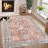 Area Rugs Vintage Distressed Living Room Rug Traditional Medallion Floral Print Rug Non Slip Bedroom Rug - 2 of 4
