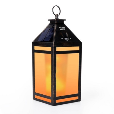 Portable Hanging Outdoor Lantern with Flame or Still Light Black - Techko Maid