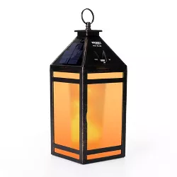 Portable Hanging Outdoor Lantern with Flame or Still Light Black - Techko Maid