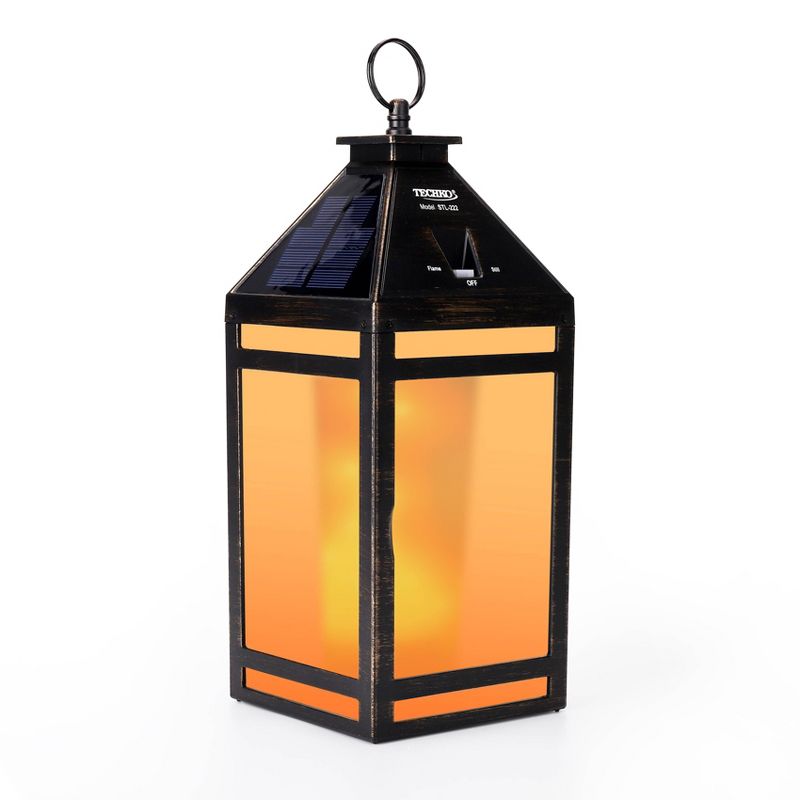 Portable Hanging Outdoor Lantern with Flame or Still Light Black - Techko Maid, 1 of 12