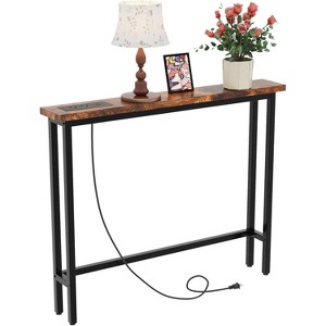 VINGLI 79" Console Table with Charging Station, 5.9" Narrow Sofa Table, for Living Room, Hallway - 1 of 4