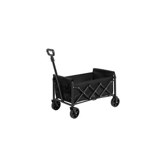 VisioGear Outdoor Serving Carts, Portable Folding Beach Wagons with Wheels, Collaspible Cart with Handle, Black, 25.98"*16.14"*31.1" - 1 of 4