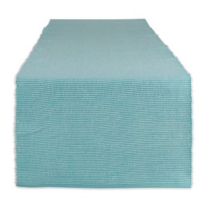 Design Imports  Ribbed 2-Tone Table Runner, Aqua, 13X72" - 1 of 4