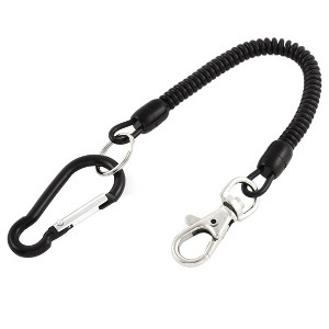 Unique Bargains Stretchy Spring Lanyard Coil with Carabiner Black 1 Pc - 1 of 4