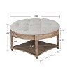 31" Round Tufted Ottoman Coffee Table with Lift-Top Hidden Storage,2-Tier Waterproof Linen Ottoman for Living Room-Baofuwish - 4 of 4