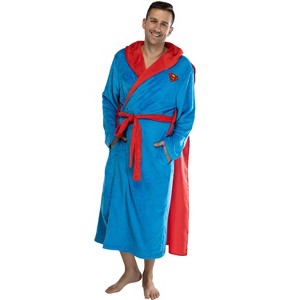 DC Comics Men's Fleece Hooded Costume Robe Pajama Lounge - 1 of 4