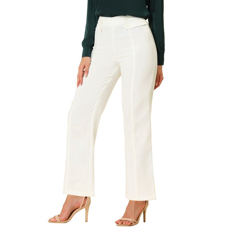 Allegra K Women's High Waisted Straight Leg Solid Color Business Work Pants, 1 of 6