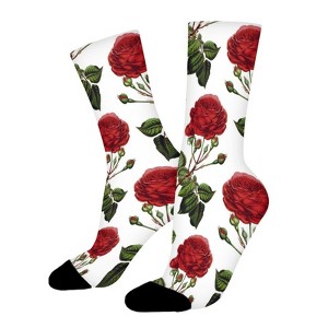 Roses Women Printed Crew Socks Funny Funky Socks Soft Polyester Novelty Gifts for Artists Men - 1 of 1